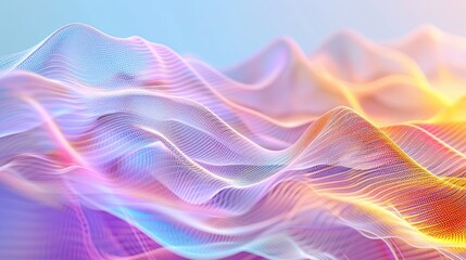 Obraz premium Immerse in a digital ocean: 3D abstract mesh lines flow gracefully on a gradient background. 3d background abstract