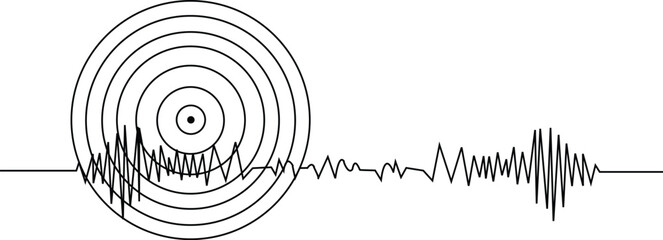 Earthquake line art vector Illustration With White Background.