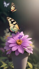 Mobile phone background - flower and butterfly