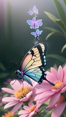 Mobile phone background - flower and butterfly