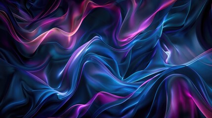 Obraz premium Liquid color fusion: mesmerizing 3D shapes blend harmoniously in iridescent hues against a dark background, evoking a feeling of depth and flow. Abstract 3d background