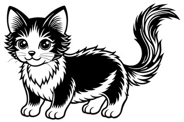 very cute baby cat, rainbow fur, full body, plain white background