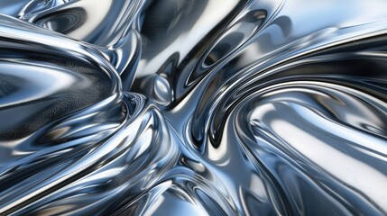 Contemporary 3D visuals showcase metallic surfaces twisting elegantly in light. Abstract 3d background - obrazy, fototapety, plakaty