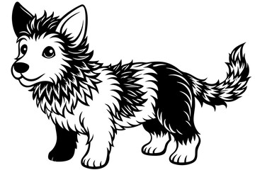 very cute baby Dog, rainbow fur, full body, plain white background