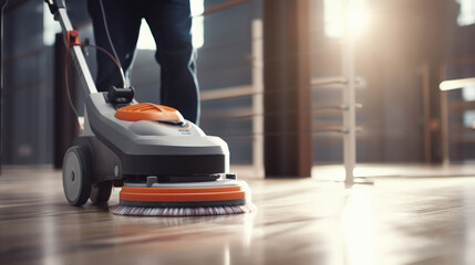 close up of floor polishing and cleaning machine.