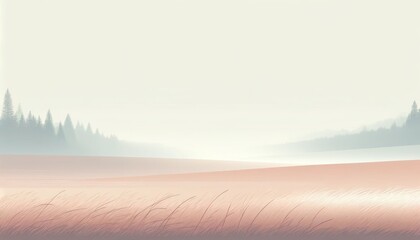 Pastel minimalist autumn landscape background in a Illustration style.