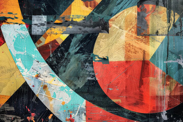 Abstract contemporary geometric collage background. Creative grunge modern design