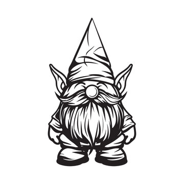 Gnome Vector Art, Icons, and Graphics, black and white Gnome 