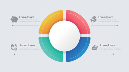 Pie chart circle infographic template with 4 options.Business concept marketing infographic