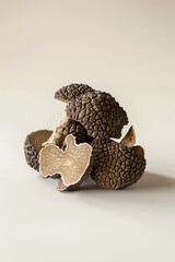 Obraz premium truffles, pure white background, soft light, side view