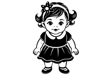 very cute baby girl, , full body, plain white background