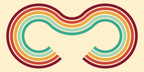 Abstract background of rainbow groovy Wavy Lines design in 1970s Hippie Retro style. Vector pattern ready to use for cloth, textile, wrap and other.