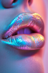 Glossy pastel iridescent lips 