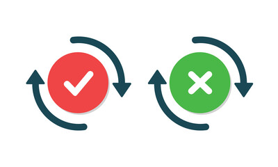 Checkmark and check icon. approve or deny line art vector color icon for apps and websites and ui ux.