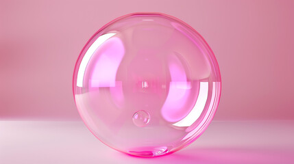 Pink bubble glass sphere against a pink background