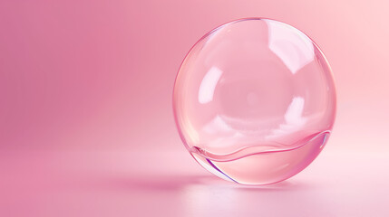 Pink bubble glass sphere against a pink background