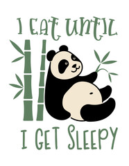 Cute panda. Simple flat icon with a funny inscription - 790242951