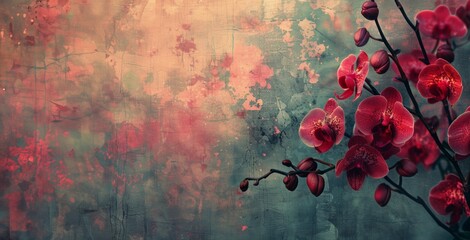 Rich Red Orchids Bloom Against