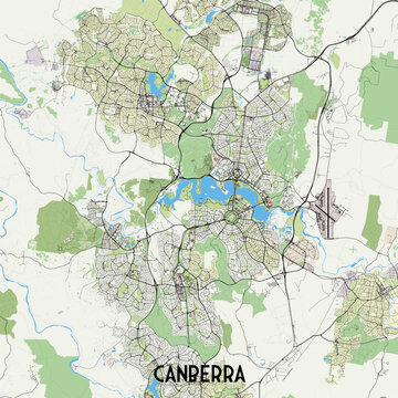 Map poster art of Canberra, Australia