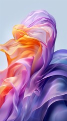 Vibrant Abstract Wallpaper, Purple and Orange Gradient Silk Waves