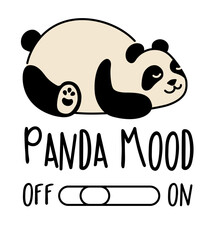 Cute panda. Simple flat icon with funny inscription. Panda Mood