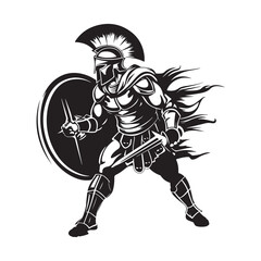 Fototapeta na wymiar Spartan Warrior, Gladiator or roman soldier. Vector illustration Stock Vector on white Background