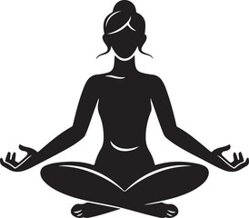  a black silhouette of a woman doing yoga
