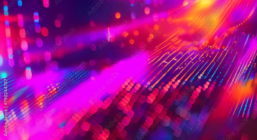 Poster Abstract glowing digital wave with neon lights. Futuristic background concept for technology and data visualization.