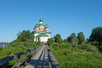 Ancient Cathedral of the Smolensk Icon of the Mother of God in a June landscape on a sunny day. Olonets, Karelia. Russia - 790245133