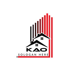 Letter KAO building vector, KAO initial construction. KAO real estate. KAO home letter logo design, KAO real estate Logo ,KAO Style home logo