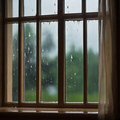 Fototapeta premium window in the rain or rainy day , AI Generated.