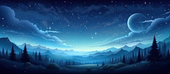 Night sky with stars above majestic mountains