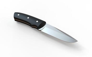 Kitchen knife on white background. 3D illustration