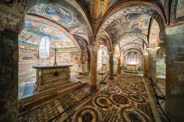 Interior view in the marvelous Anagni Cathedral Crypt. In the Province of Frosinone, Lazio, central Italy. July-24-2023 - 790248541