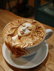 Looking at the latte art, one cant help but be impressed by the creativity and craftsmanship that went into its creation 8K , high-resolution, ultra HD,up32K HD - obrazy, fototapety, plakaty