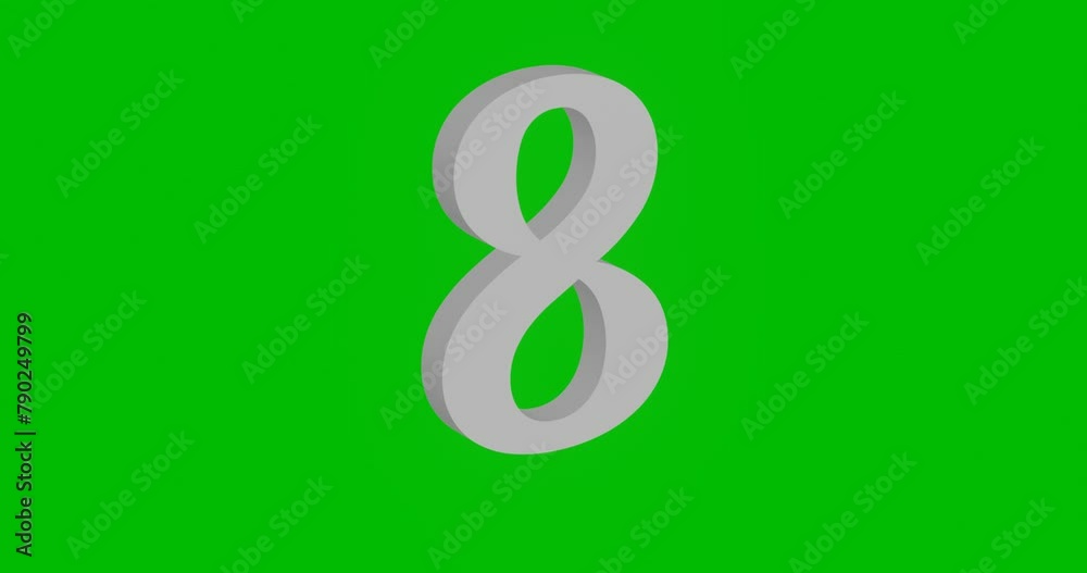 Poster animation of rotation of a white number eight symbol with shadow. simple and complex rotation. seaml