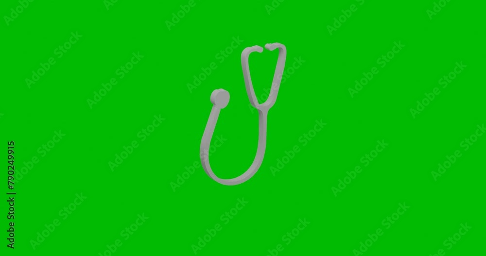 Poster animation of rotation of a white stethoscope symbol with shadow. simple and complex rotation. seamle