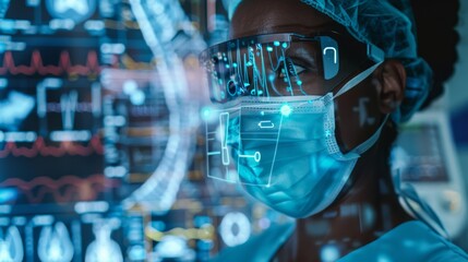 A Scientist with Augmented Reality Goggles.