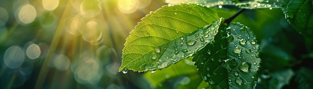 The green leaf provides a striking contrast to the clear water droplets, enhancing their beauty 8K , high-resolution, ultra HD,up32K HD