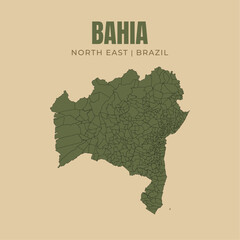 Map of Bahia, state in North East Brazil © Yguana Design