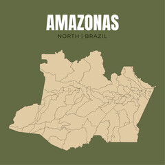 Map of Amazonas, state in North Brazil © Yguana Design