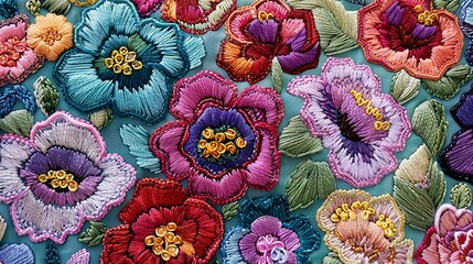 Decorative embroidery floral background.