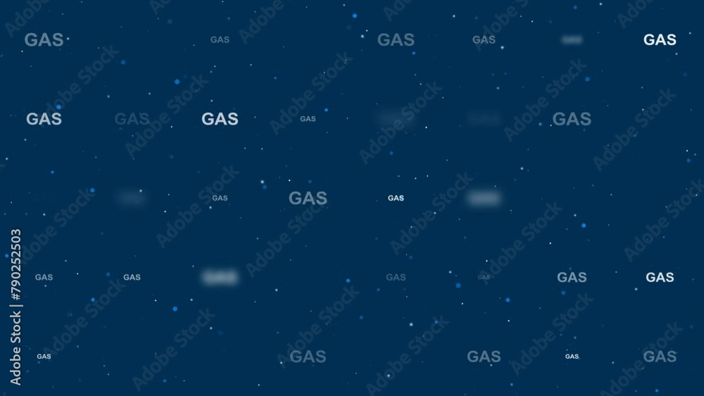 Poster template animation of evenly spaced gas text symbols of different sizes and opacity. animation of tr