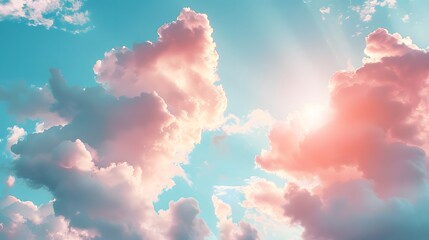 Serenity Sunset: Stunning Natural Sky with Pink Fluffy Clouds, Cinematic Sunset Scene