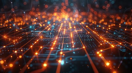 Fototapeta premium 3d rendering of abstract technology background with circuit board and glowing lights