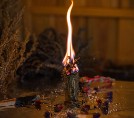 Heal and mental calmness. Cleansing aura and burning negative energy from human. Wax candle with...
