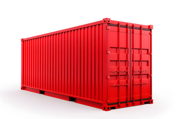 Red cargo container isolated on white background