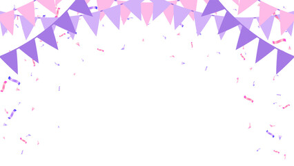 Banner Mother day paper pink, purple color flags hanging and confetti - 790256160