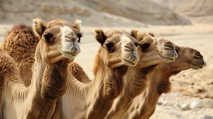 Foto op Plexiglas a group of camels © progressman