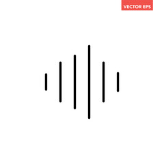 Black sound waves line icon, simple frequency flat design, digital infographic pictogram vector for app ads logotype web website button ui ux interface elements isolated on white background